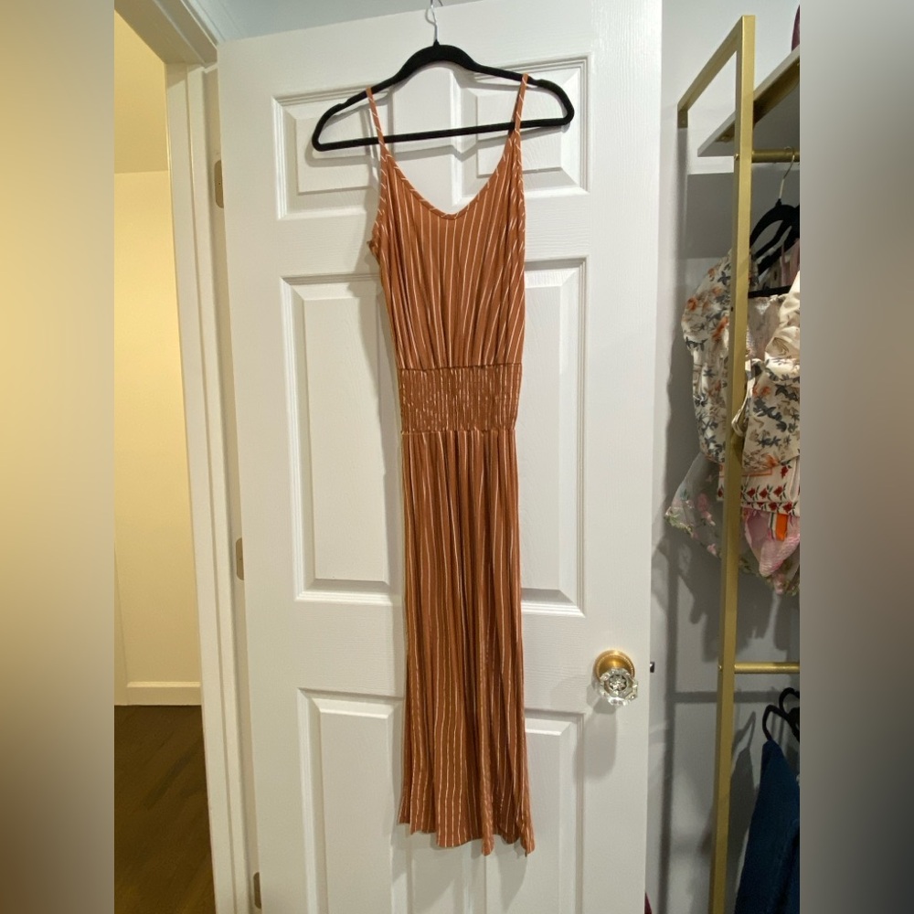 Elegant Tan striped Dress